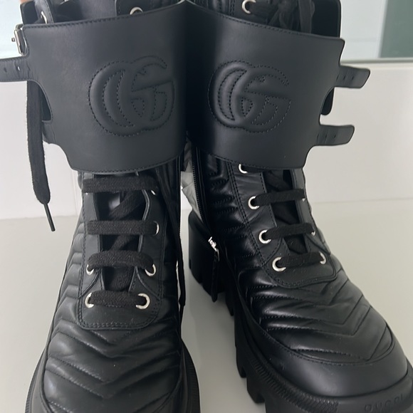 Gucci FRANCES Matelasse’ Combat Lug Boot 38.5 8 8.5 💚♥️ - Picture 4 of 16